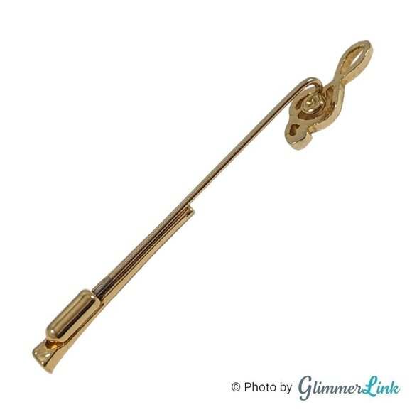 Vintage Treble Clef Musical Note Gold Tone Stick Pin - Picture 9 of 13